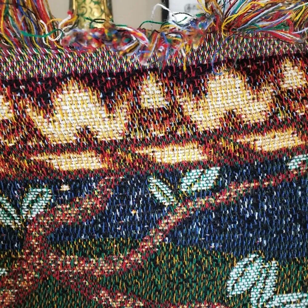 Beautiful Christmas Nativity Tapestry Throw 45x55 Fringe Blanket Wall Decor